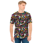 Groovy Hippie Peace Pattern Print Men's T-Shirt