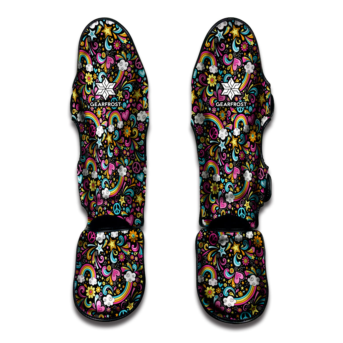 Groovy Hippie Peace Pattern Print Muay Thai Shin Guard