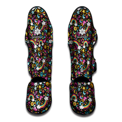 Groovy Hippie Peace Pattern Print Muay Thai Shin Guard