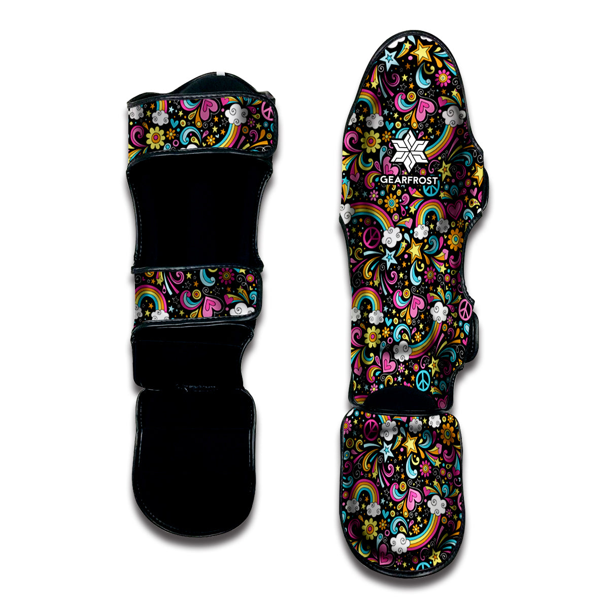 Groovy Hippie Peace Pattern Print Muay Thai Shin Guards – GearFrost