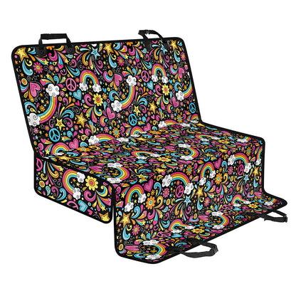 Groovy Hippie Peace Pattern Print Pet Car Back Seat Cover