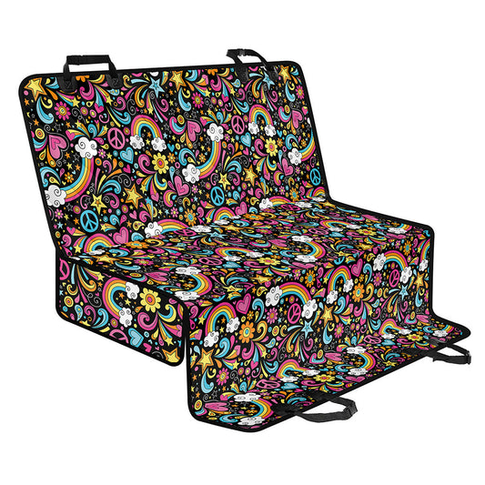 Groovy Hippie Peace Pattern Print Pet Car Back Seat Cover