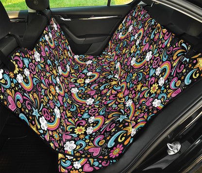 Groovy Hippie Peace Pattern Print Pet Car Back Seat Cover
