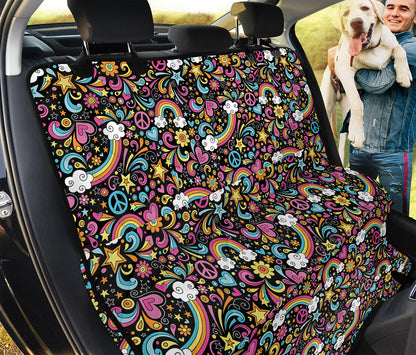 Groovy Hippie Peace Pattern Print Pet Car Back Seat Cover