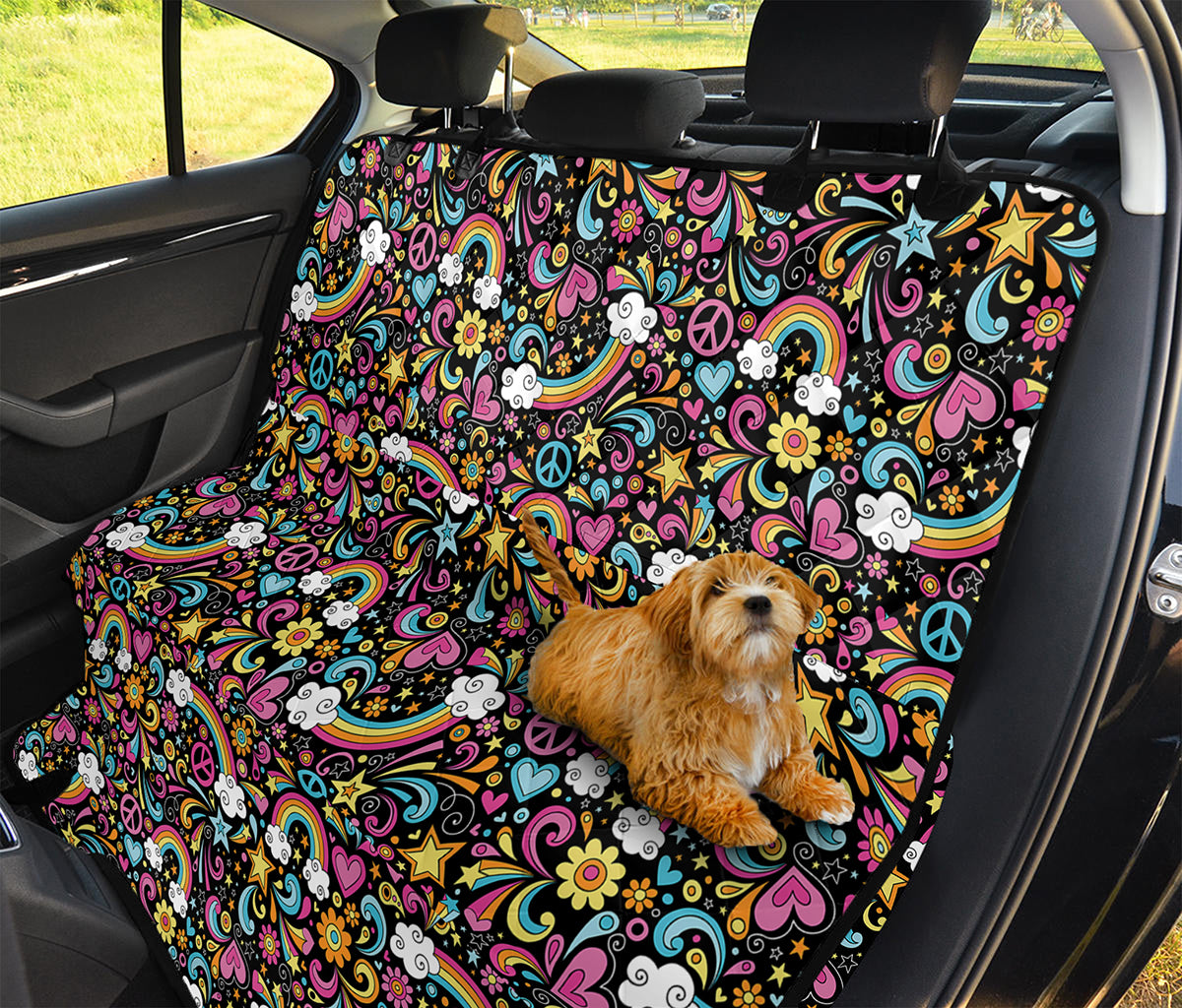 Groovy Hippie Peace Pattern Print Pet Car Back Seat Cover