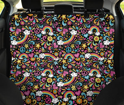 Groovy Hippie Peace Pattern Print Pet Car Back Seat Cover