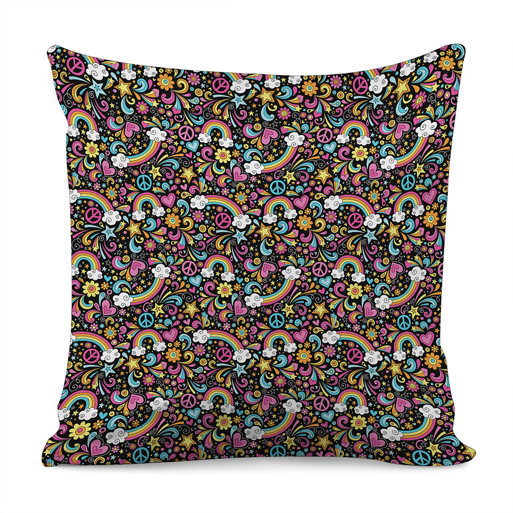 Groovy Hippie Peace Pattern Print Pillow Cover