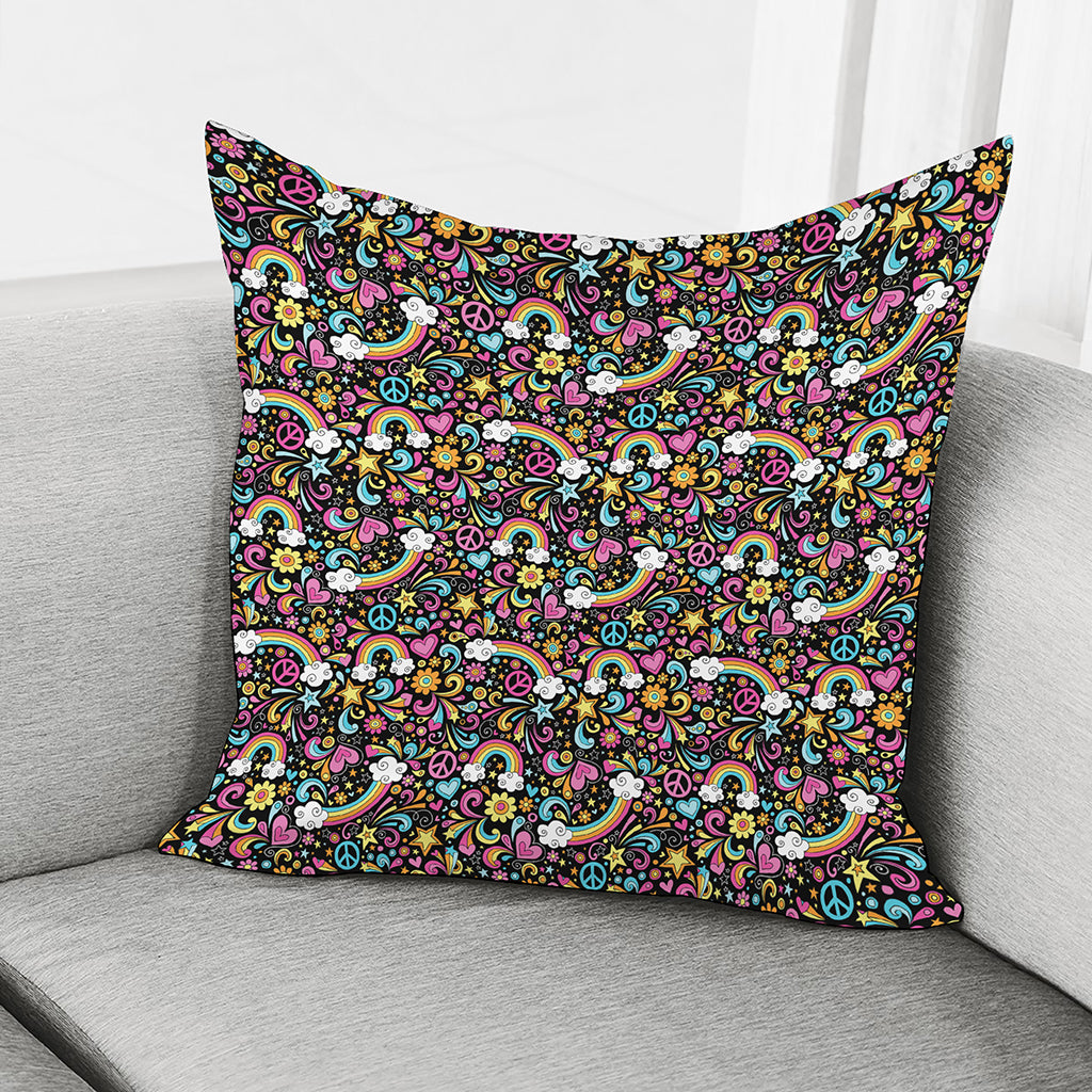 Groovy Hippie Peace Pattern Print Pillow Cover