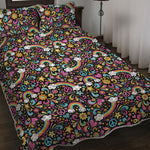 Groovy Hippie Peace Pattern Print Quilt Bed Set