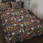 Groovy Hippie Peace Pattern Print Quilt Bed Set