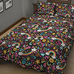 Groovy Hippie Peace Pattern Print Quilt Bed Set
