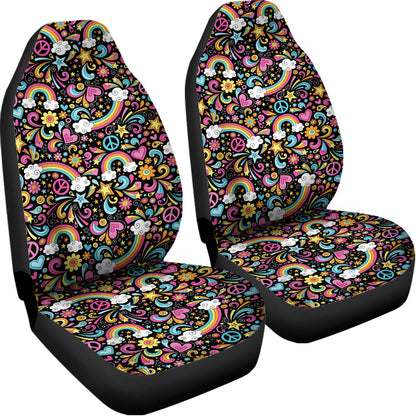 Groovy Hippie Peace Pattern Print Universal Fit Car Seat Covers