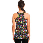 Groovy Hippie Peace Pattern Print Women's Racerback Tank Top