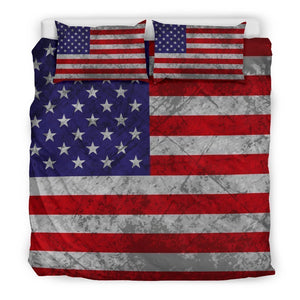 Grunge American Flag Patriotic Duvet Cover Bedding Set GearFrost