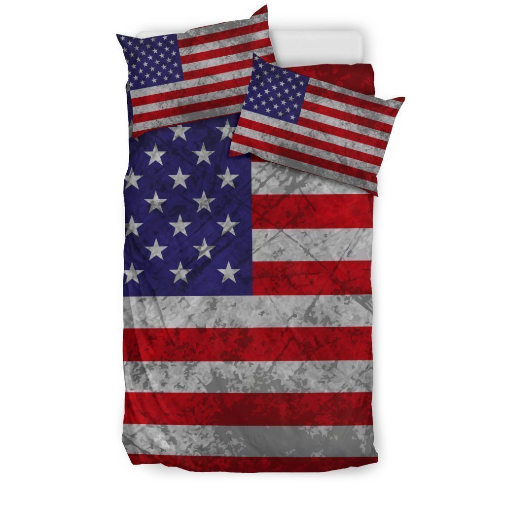 Grunge American Flag Patriotic Duvet Cover Bedding Set GearFrost