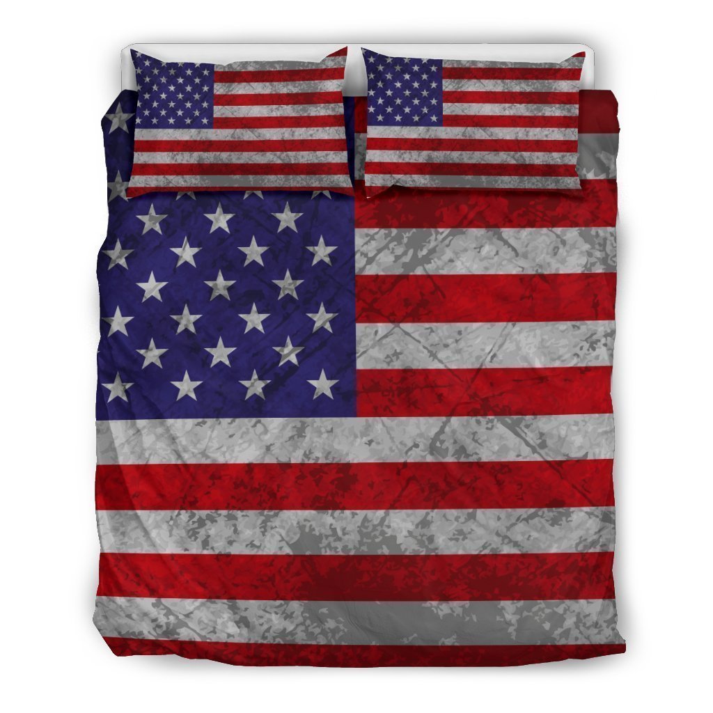 Grunge American Flag Patriotic Duvet Cover Bedding Set GearFrost