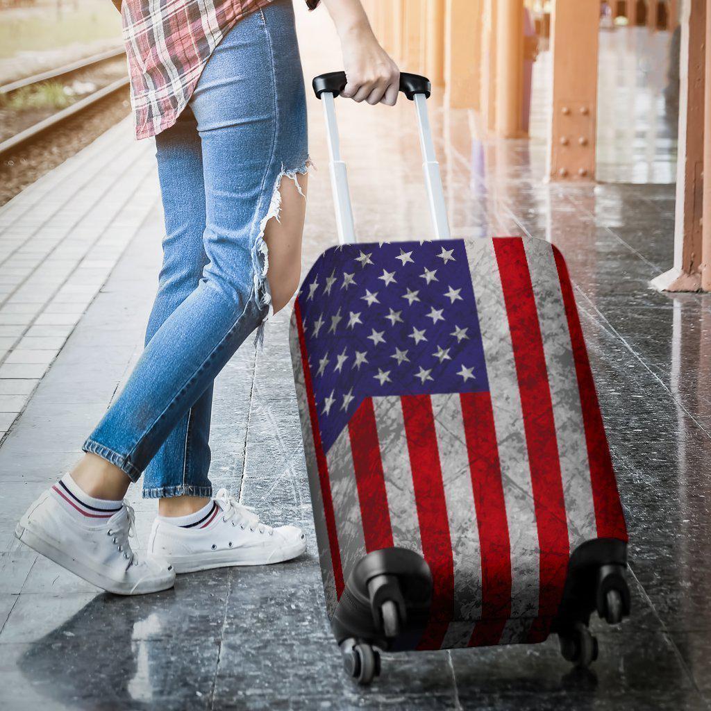 Grunge American Flag Patriotic Luggage Cover GearFrost