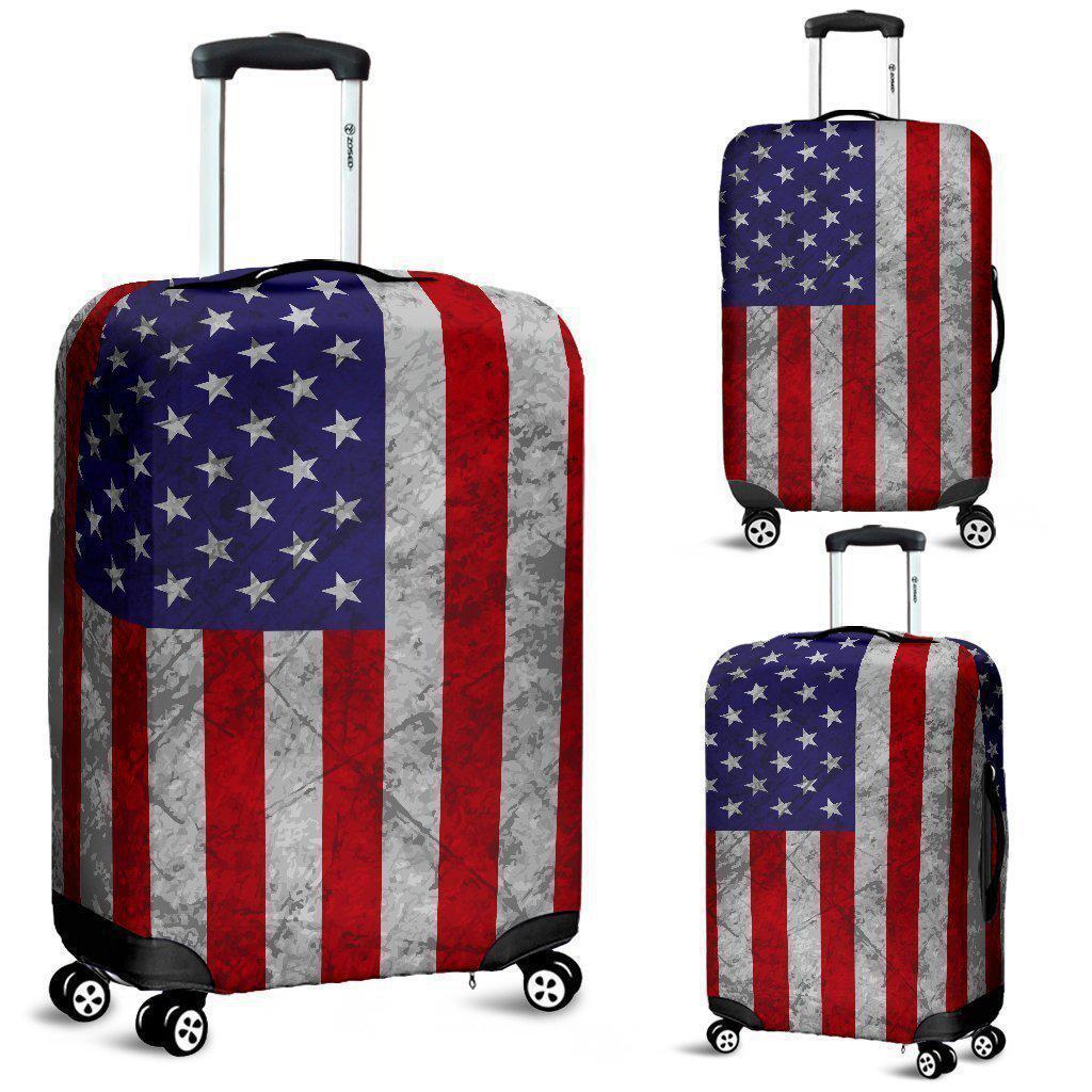 Grunge American Flag Patriotic Luggage Cover GearFrost