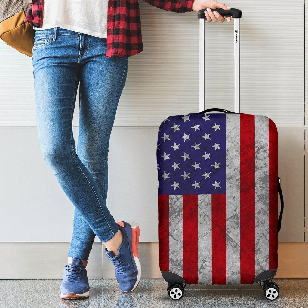Grunge American Flag Patriotic Luggage Cover GearFrost
