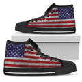Grunge American Flag Patriotic Black High Top Sneakers