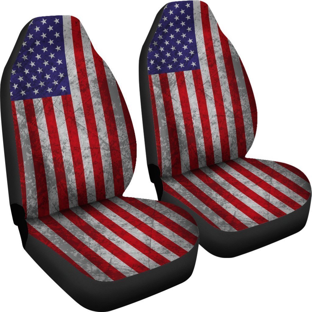 Grunge American Flag Patriotic Universal Fit Car Seat Covers GearFrost