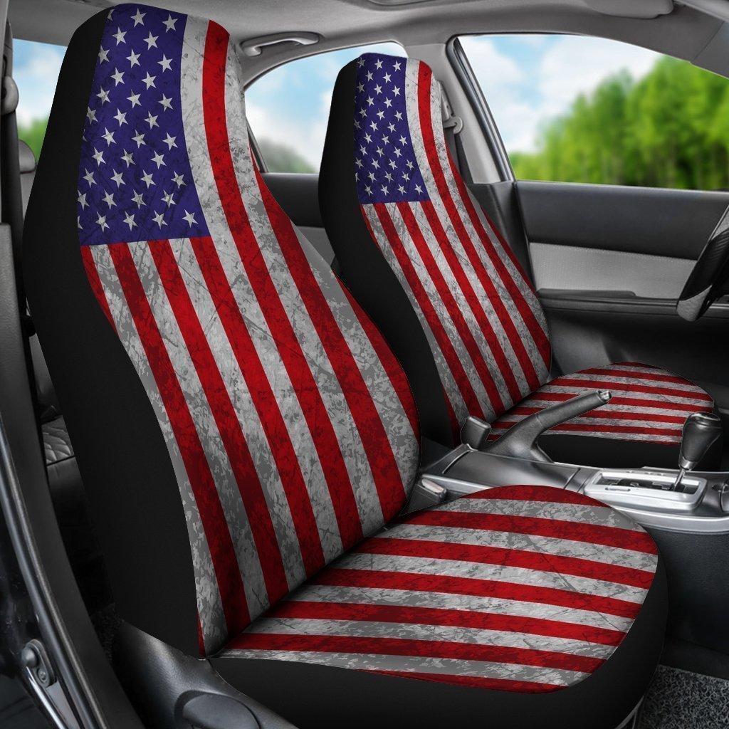 Grunge American Flag Patriotic Universal Fit Car Seat Covers GearFrost