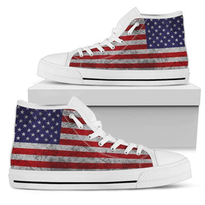 Grunge American Flag Patriotic Women's High Top Shoes GearFrost