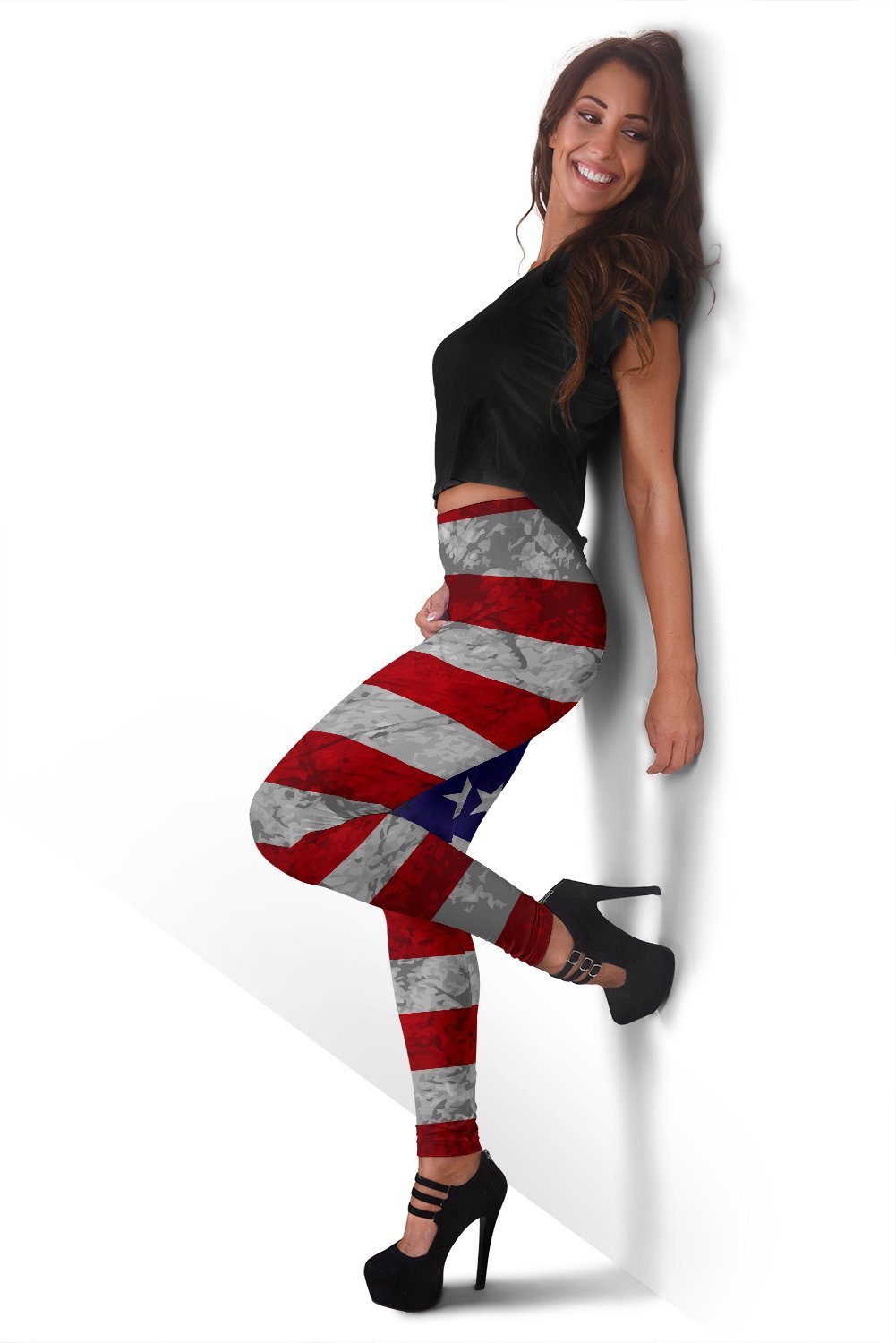 Grunge American Flag Patriotic Women's Leggings GearFrost