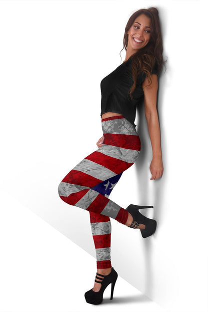 Grunge American Flag Patriotic Women's Leggings GearFrost