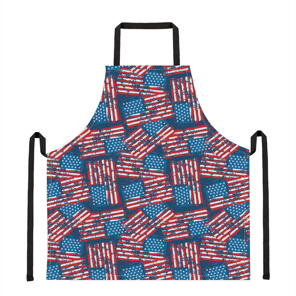 Grunge American Flag Pattern Print Apron