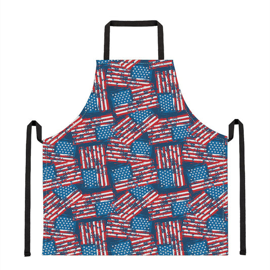 Grunge American Flag Pattern Print Apron