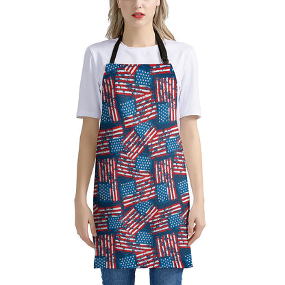 Grunge American Flag Pattern Print Apron