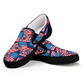 Grunge American Flag Pattern Print Black Slip On Sneakers