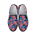 Grunge American Flag Pattern Print Black Slip On Shoes