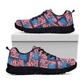 Grunge American Flag Pattern Print Black Running Shoes