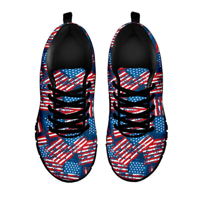 Grunge American Flag Pattern Print Black Sneakers