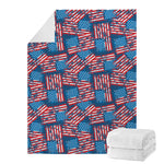 Grunge American Flag Pattern Print Blanket