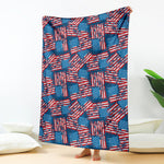 Grunge American Flag Pattern Print Blanket