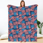 Grunge American Flag Pattern Print Blanket