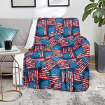 Grunge American Flag Pattern Print Blanket
