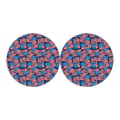 Grunge American Flag Pattern Print Car Coasters