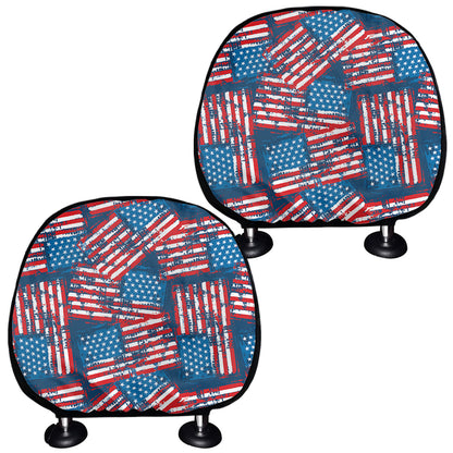 Grunge American Flag Pattern Print Car Headrest Covers