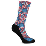 Grunge American Flag Pattern Print Crew Socks