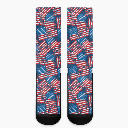 Grunge American Flag Pattern Print Crew Socks
