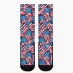 Grunge American Flag Pattern Print Crew Socks