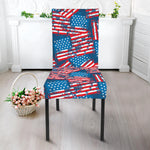 Grunge American Flag Pattern Print Dining Chair Slipcover