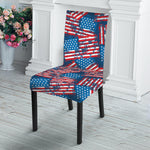 Grunge American Flag Pattern Print Dining Chair Slipcover