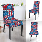 Grunge American Flag Pattern Print Dining Chair Slipcover