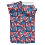 Grunge American Flag Pattern Print Duvet Cover Bedding Set