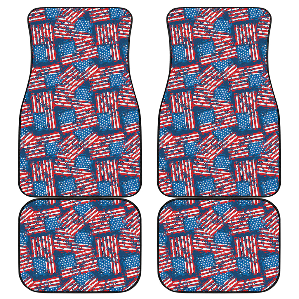 Grunge American Flag Pattern Print Front and Back Car Floor Mats